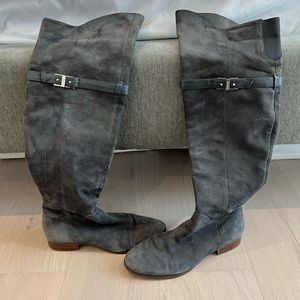 Knee High Flat Buckle Boots